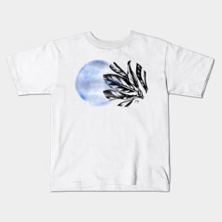 Blue Abstract Leaf Kids T-Shirt